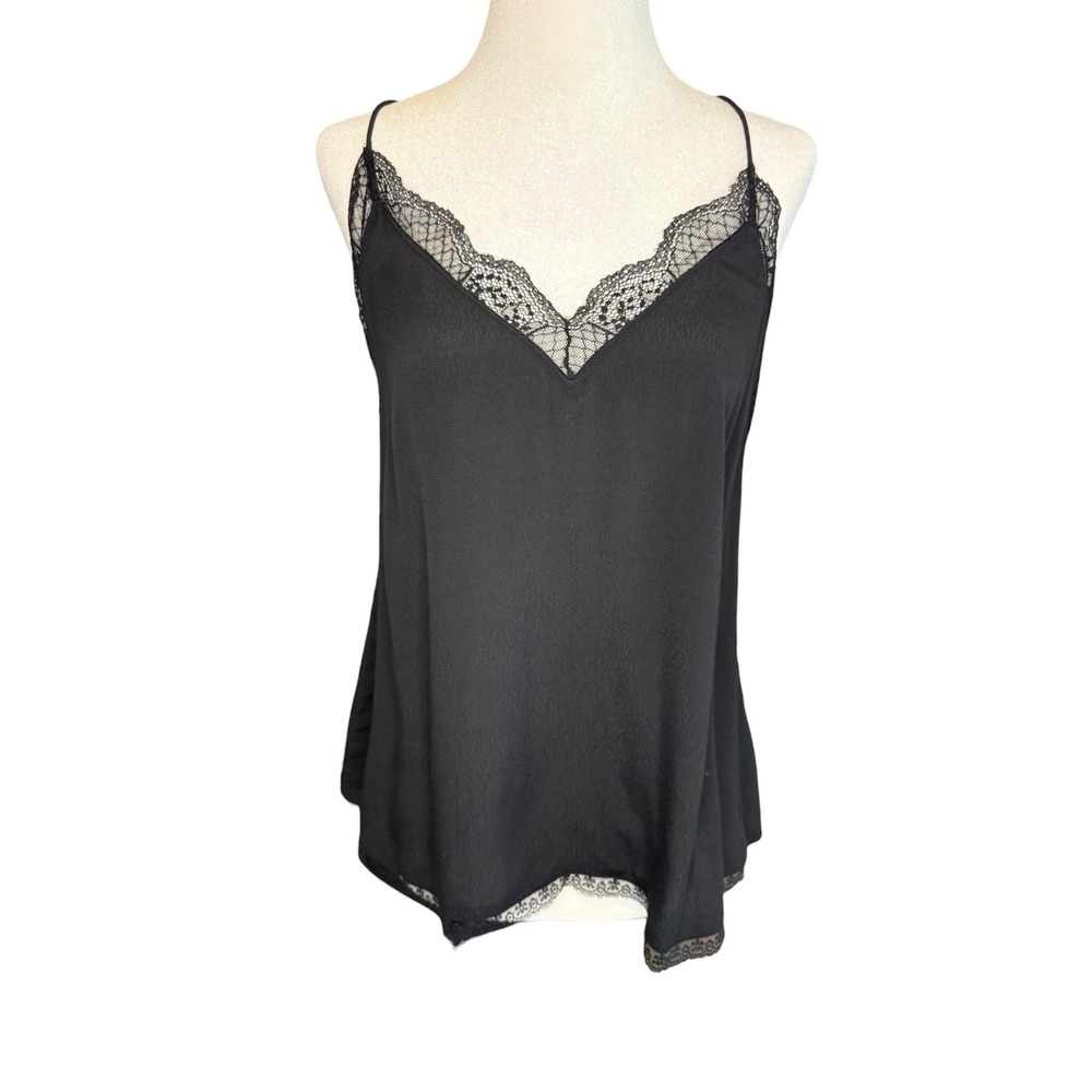 Treasure & Bond Black Lace Trim Camisole V-Neck Tank Top Small NEW
